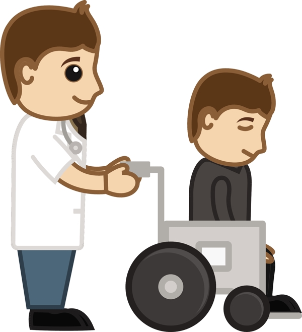 在轮椅医卡通矢量字符的病人