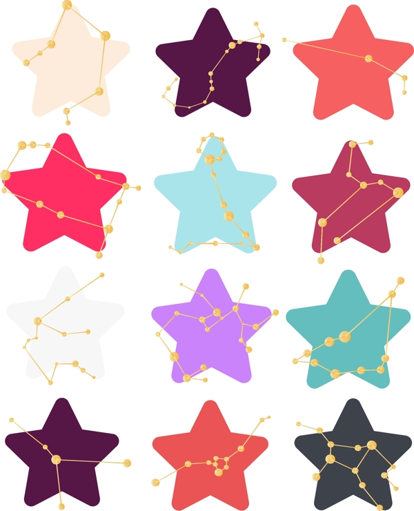 12星座小星星图矢量元素图