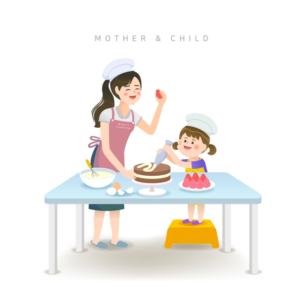 卡通親子插畫
