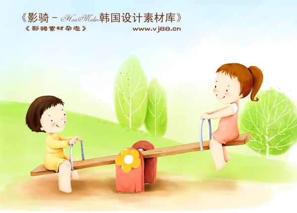 HanMaker韓國設(shè)計素材庫卡通漫畫全家幸福家庭生活父母孩子可愛