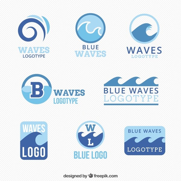 用波浪收集蓝色标志