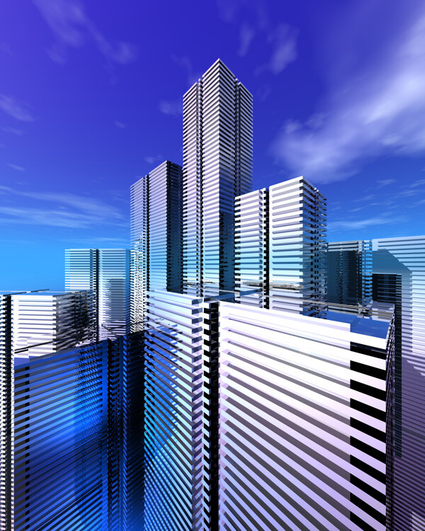 商業(yè)空間樓房建筑效果圖高樓大廈高科技區(qū)水滴科幻