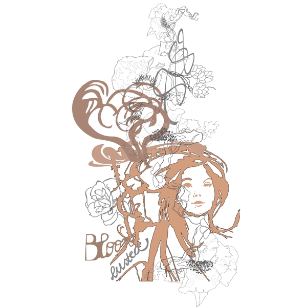印花矢量圖時尚休閑女裝成熟優(yōu)雅女裝T恤圖案潮流免費素材