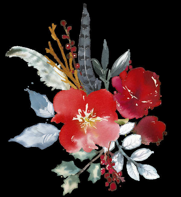 手绘渲染花卉PNG透明素材