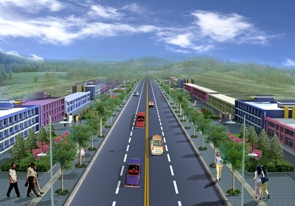 道路綠化效果圖圖片