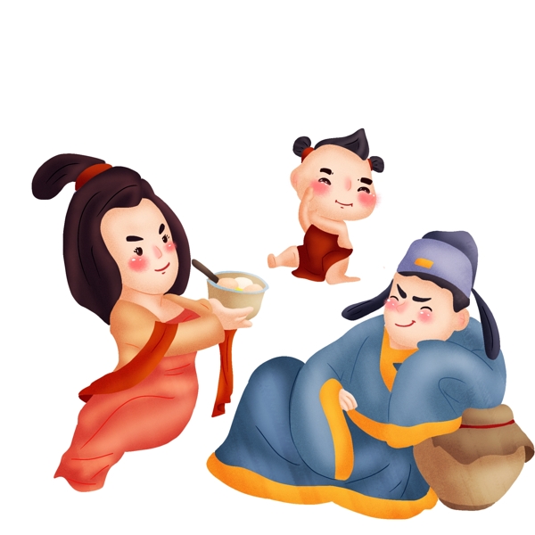手繪吃湯圓png圖