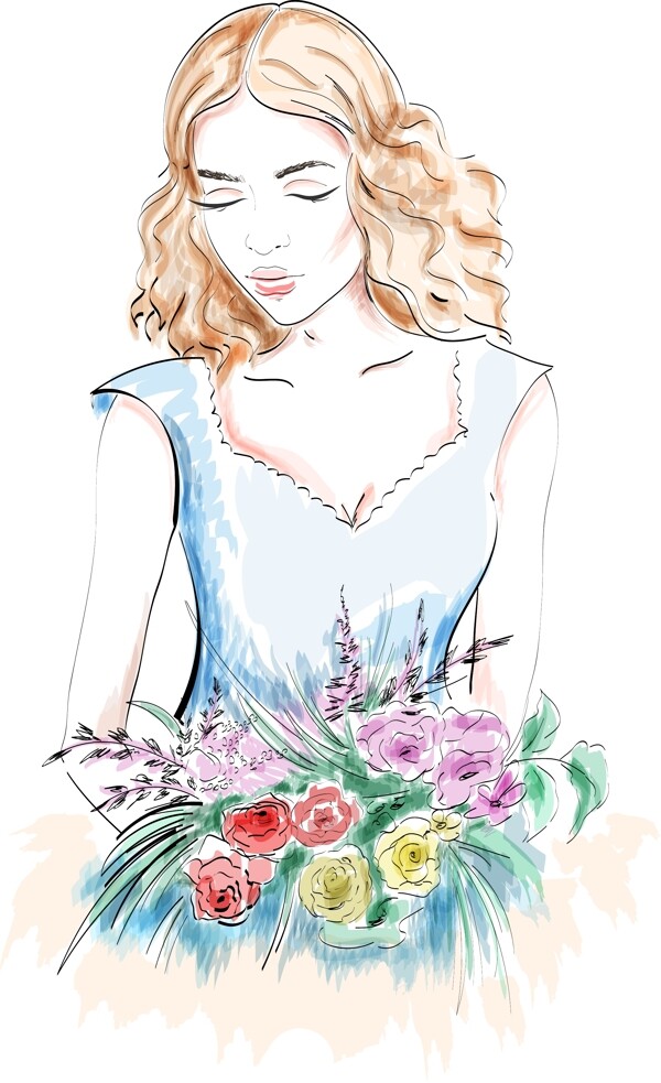 新娘女生日韓插畫