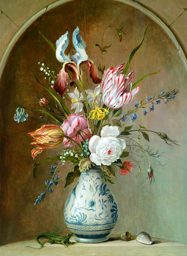 油画壁虎和花瓶