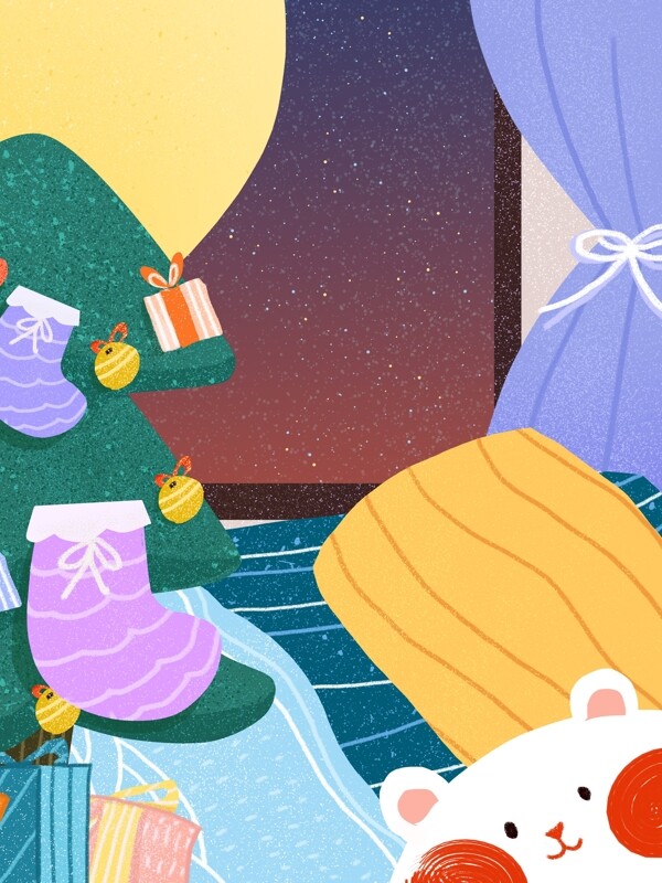 夜晚月亮圣誕宣傳展板背景