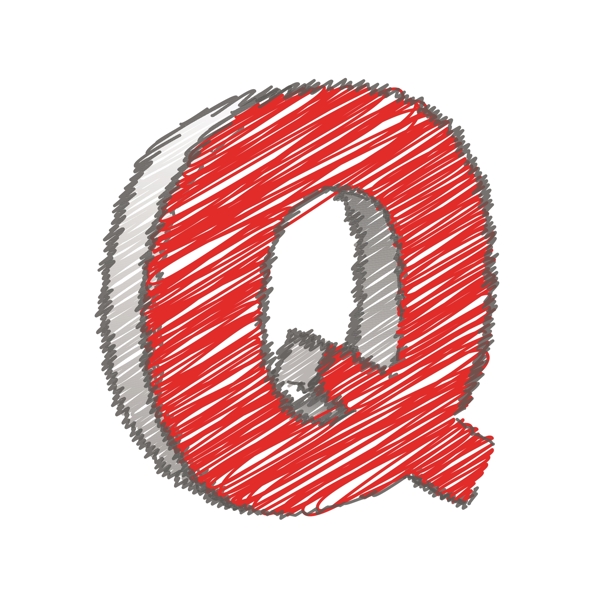 涂鴉Q字母矢量