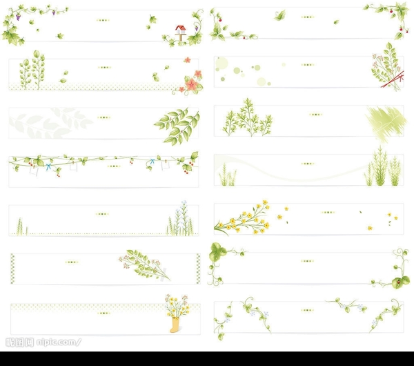 树叶藤蔓花卉装饰图案矢量素材图片