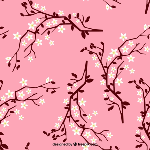手绘粉红背景樱花