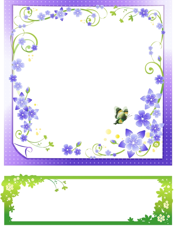 紫色花边边框绿色图片