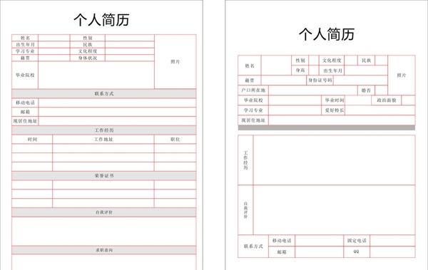 求職簡歷