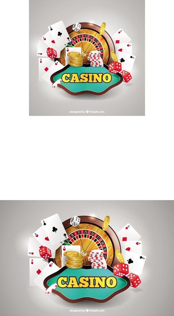 写实风格各种赌场元素背景
