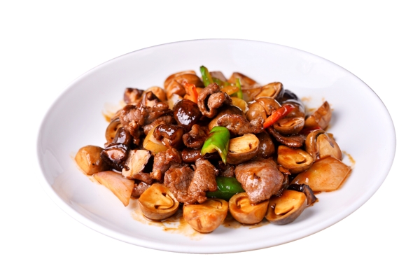 高清美食蚝油鲜冬菇炒牛肉菜式素