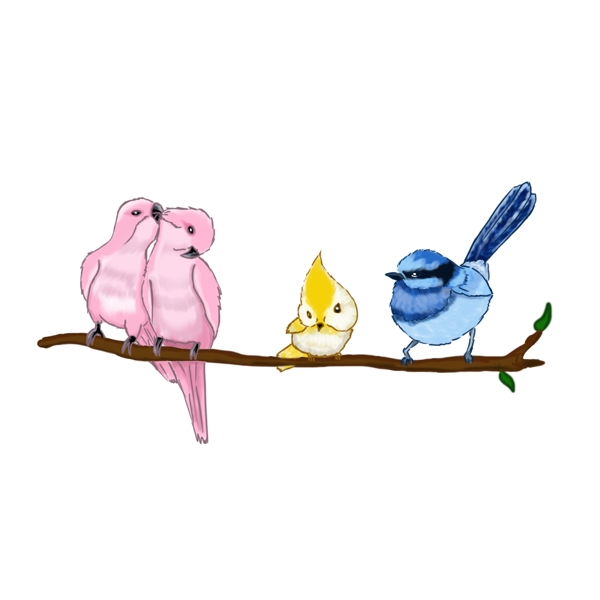 手绘插画动物可爱的小鸟元素