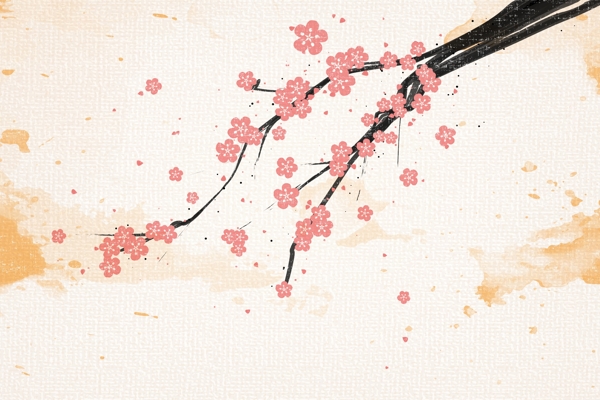 特种纸手绘樱花背景