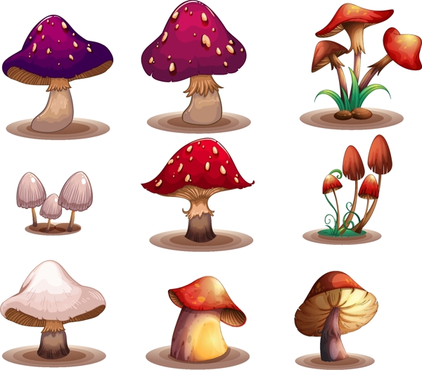 彩色卡通蘑菇设计