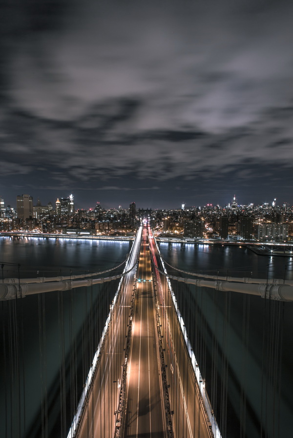 美国曼哈顿大桥夜景图片
