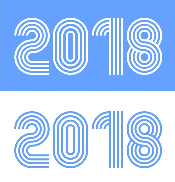 數(shù)字2018線條