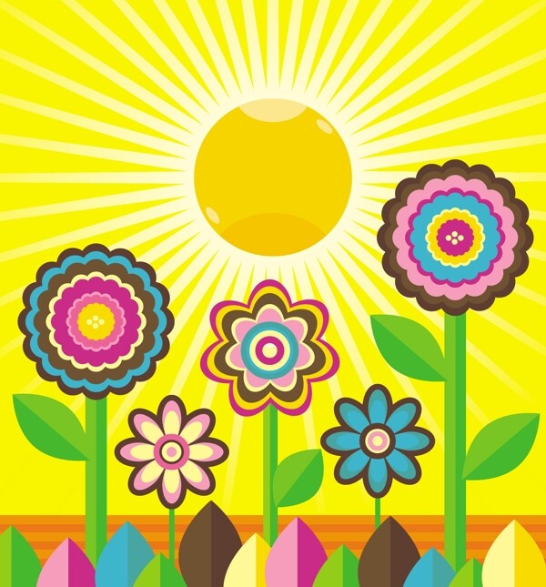太陽(yáng)花朵矢量圖