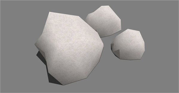灰白色景观石头skp模型
