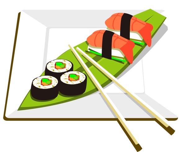 卡通美味寿司三文鱼矢量元素