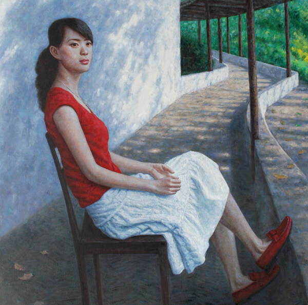 美女油畫寫生圖片
