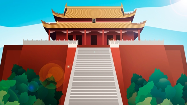 中国风历史建筑龙亭公园