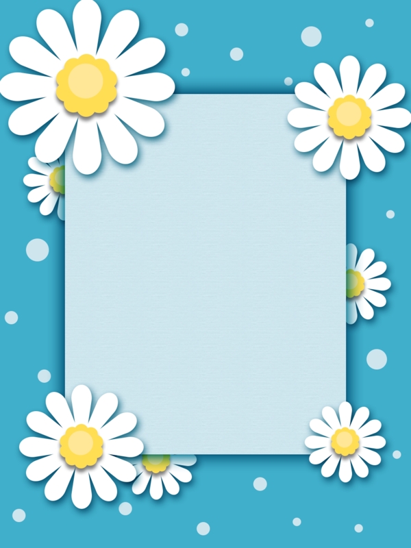 四月花卉白色雏菊蓝色小清新卡通背景