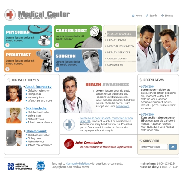 医疗中心诊所网页模板