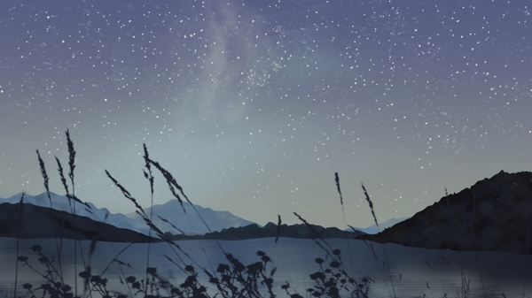 治愈系夜晚戶外星空插畫