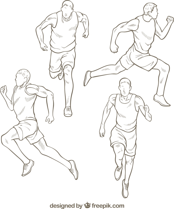 手绘跑步的人运动图形