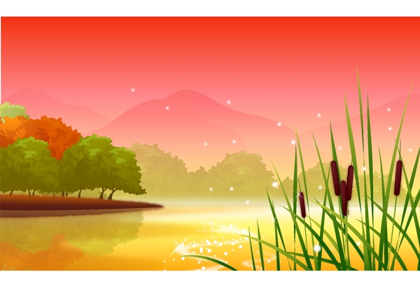 卡通風(fēng)景矢量素材