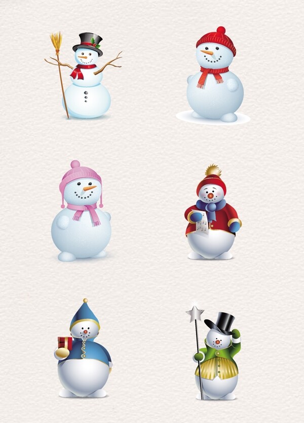卡通圣誕雪人元素合集
