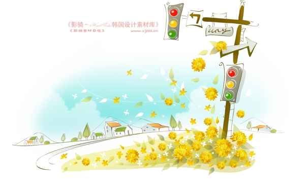 夢幻風景HanMaker韓國設計素材庫背景花紋底紋抽象線條