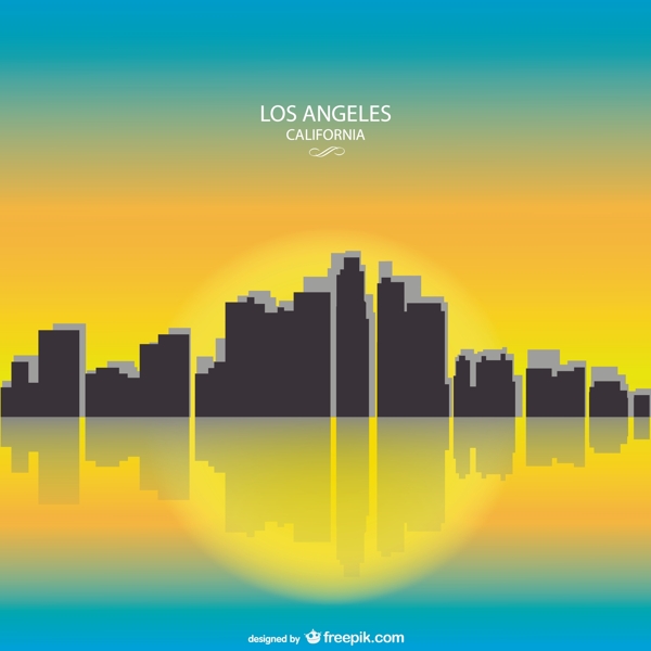 阳光明媚的加利福尼亚洛杉矶城市景观