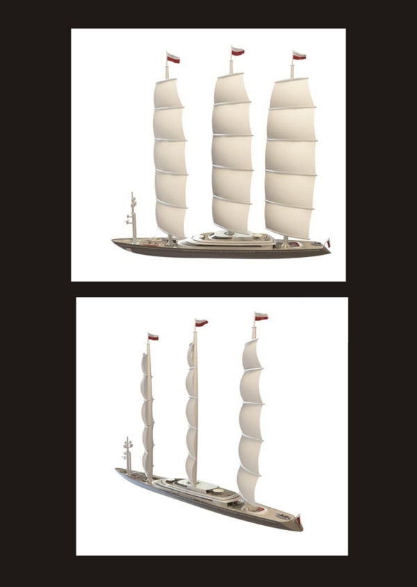 三帆帆船3d模型