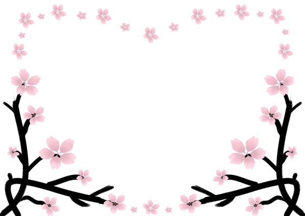 爱心浪漫的樱花边框矢量素材免费下载