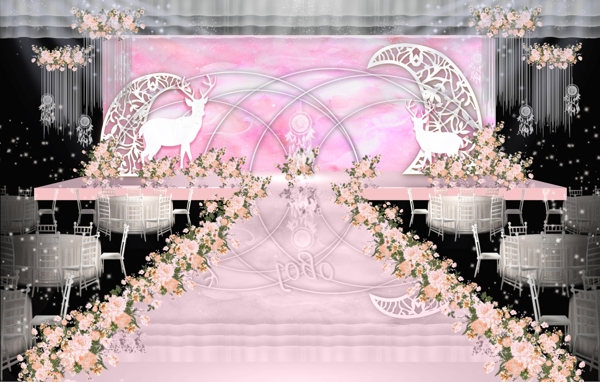 粉白色婚礼效果图