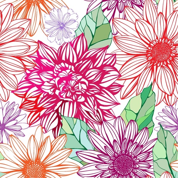 花線條花抽象花合層圖片