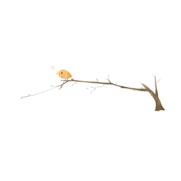 小鸟树枝分割线插画
