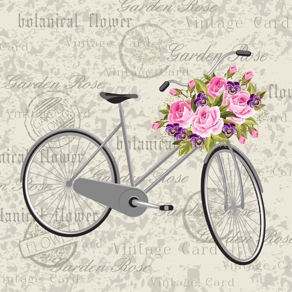 浪漫自行车插画