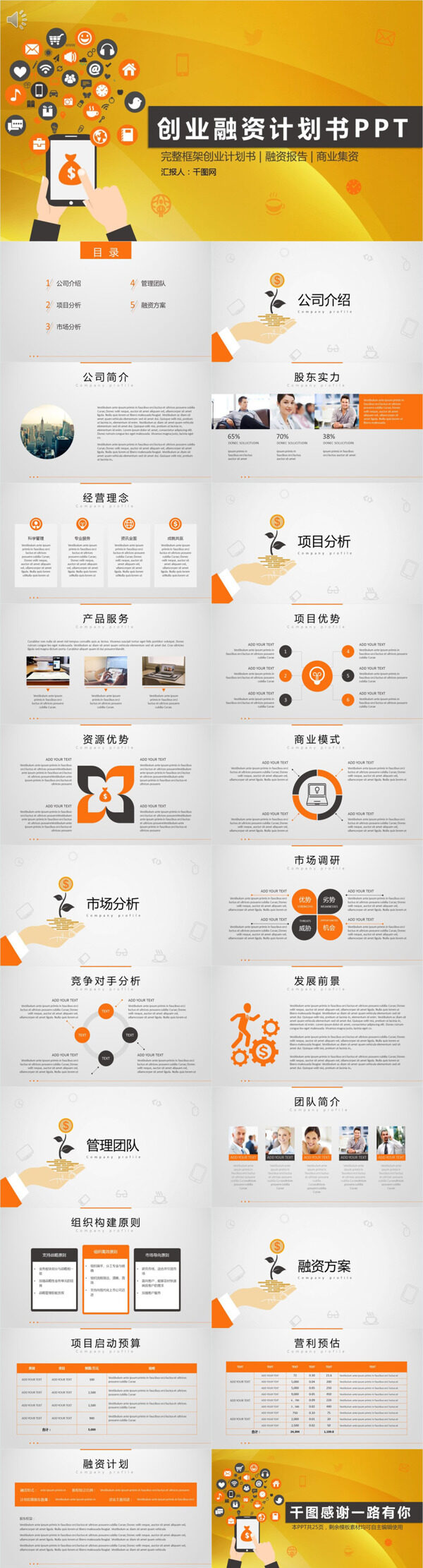黃色創(chuàng)業(yè)融資計(jì)劃書(shū)PPT