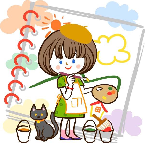矢量手繪女孩