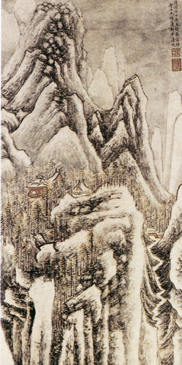 雪山策騫圖裝飾畫