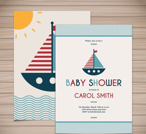 帆船迎婴派对卡片图片