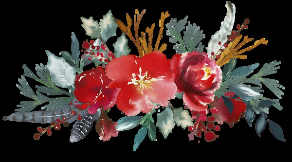 手绘波希米亚风花卉PNG透明素材