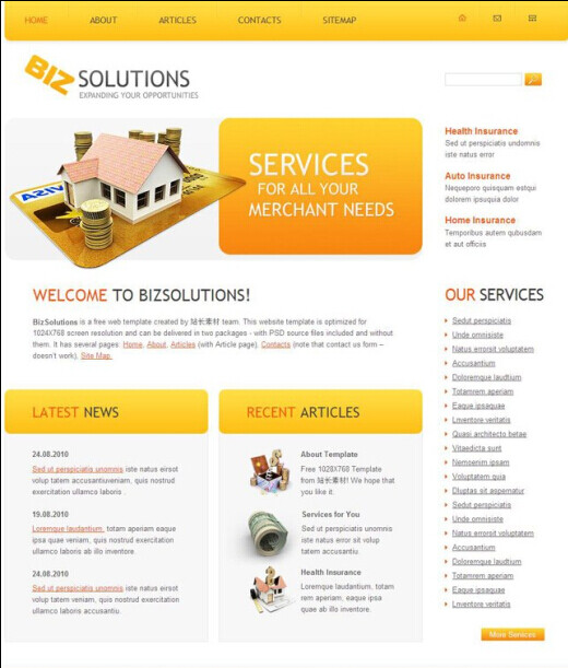 黄色企业网站模板